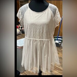 LC Lauren Conrad Cream Textured Blouse